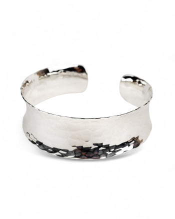 Hammered Concave Solid Silver Cuff Bangle Bangle Pruden and Smith   