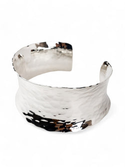 Hammered Concave Solid Silver Cuff Bangle Bangle Pruden and Smith   