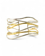 Six Strand Solid Silver and Gold Vermeil Cuff Bangle Bangle Pruden and Smith   