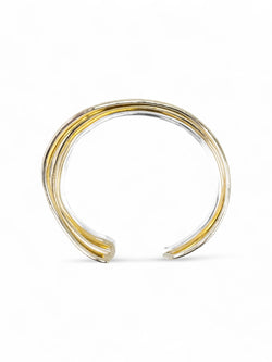 Six Strand Solid Silver and Gold Vermeil Cuff Bangle Bangle Pruden and Smith   