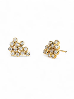 Diamond Bubbles Yellow Gold Cluster Stud Earrings Earrings Pruden and Smith   