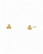 Dainty Nugget Three Bead Yellow Gold Stud Earrings Earrings Pruden and Smith   