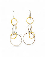 Hammered Two Tone Chain Dangly Earrings Earrings Pruden and Smith 50mm  