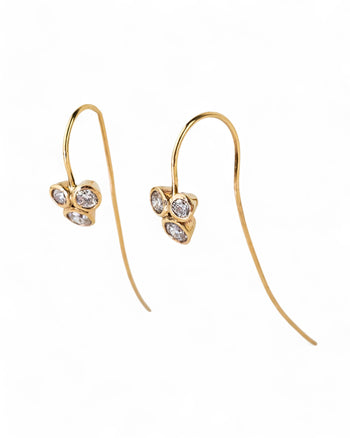 Trefoil Yellow Gold Diamond Earrings Earrings Pruden and Smith   