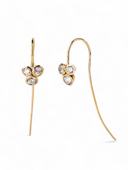 Trefoil Yellow Gold Diamond Earrings Earrings Pruden and Smith   