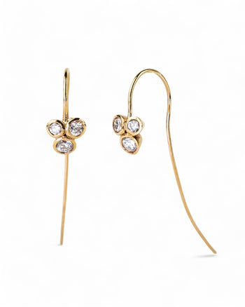 Trefoil Yellow Gold Diamond Earrings Earrings Pruden and Smith   