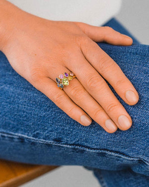 Multi-Coloured Aquamarine and Sapphire Pear Stacking Ring Set Ring Pruden and Smith   