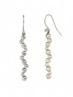 Water Bubbles Diamond White Gold Drop Earrings (Long) Earrings Pruden and Smith   