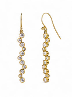 Water Bubbles Diamond Yellow Gold Drop Earrings (Long) Earrings Pruden and Smith   