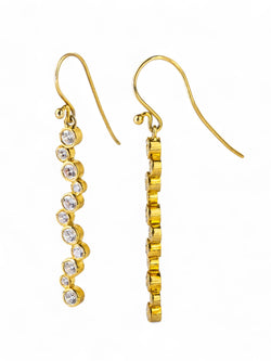 Water Bubbles Diamond Yellow Gold Drop Earrings (Long) Earrings Pruden and Smith   