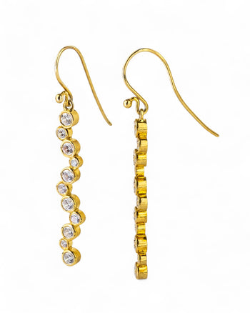 Water Bubbles Diamond Yellow Gold Drop Earrings (Long) Earrings Pruden and Smith   