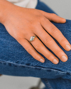 Water Bubbles Green and Teal Sapphire Cluster Ring Ring Pruden and Smith   