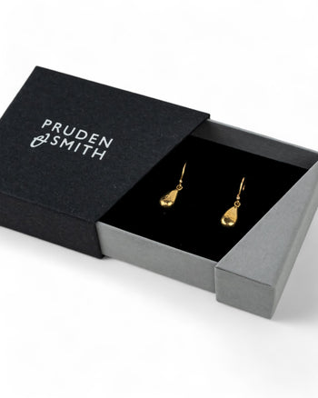 Teardrop Hammered Yellow Gold Drop Earrings Earrings Pruden and Smith   