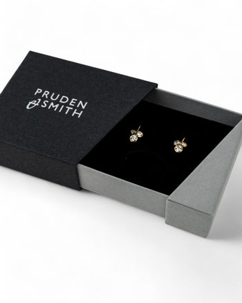 Trefoil Yellow Gold Diamond Earrings Earrings Pruden and Smith   