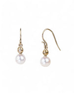 Akoya Pearl and Diamond White Gold Drop Earrings Earrings Pruden and Smith   