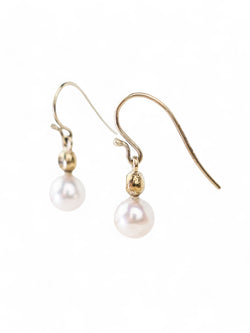 Akoya Pearl and Diamond White Gold Drop Earrings Earrings Pruden and Smith   