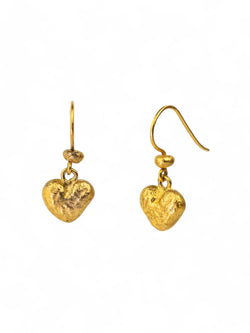 Nugget Gold Heart Drop Earrings Earrings Pruden and Smith   