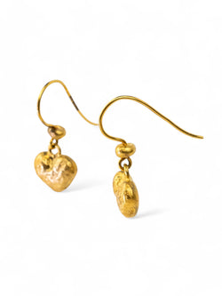 Nugget Gold Heart Drop Earrings Earrings Pruden and Smith   