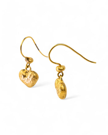 Nugget Gold Heart Drop Earrings Earrings Pruden and Smith   