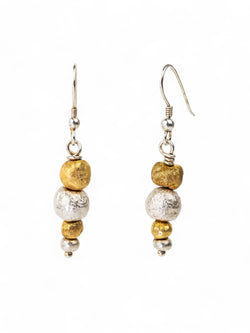 Nugget Silver and Gold Random Drop Earrings Earrings Pruden and Smith   