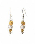 Nugget Silver and Gold Random Drop Earrings Earrings Pruden and Smith   