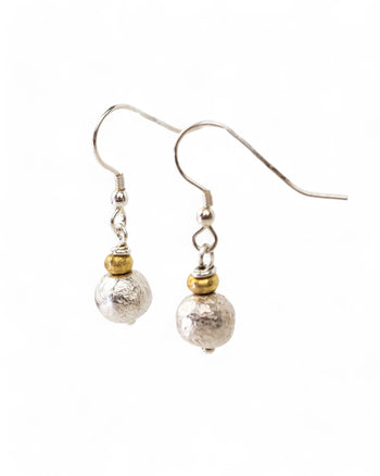 Nugget Gold and Silver Drop Earrings Earrings Pruden and Smith   