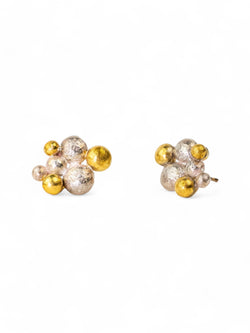 Nugget Multi Silver and Gold Stud Earrings Earrings Pruden and Smith   