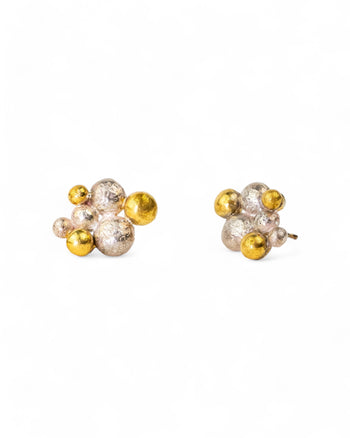 Nugget Multi Silver and Gold Stud Earrings Earrings Pruden and Smith   