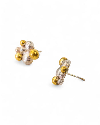 Nugget Multi Silver and Gold Stud Earrings Earrings Pruden and Smith   