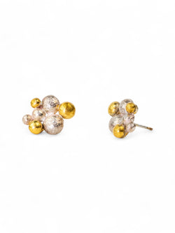 Nugget Multi Silver and Gold Stud Earrings Earrings Pruden and Smith   