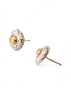 Nugget Silver and Gold Stud Earrings (12mm) Earrings Pruden and Smith   