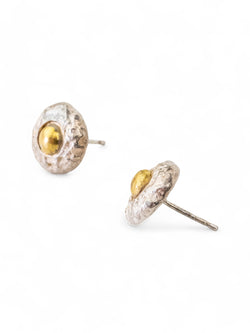 Nugget Silver and Gold Stud Earrings (12mm) Earrings Pruden and Smith   