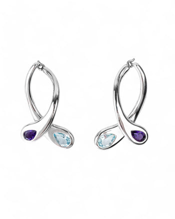 Moi et Toi Amethyst and Blue Topaz Drop Earrings Earrings Pruden and Smith   