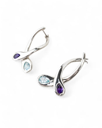 Moi et Toi Amethyst and Blue Topaz Drop Earrings Earrings Pruden and Smith   