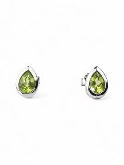 Pear Shaped Silver Stud Earrings Earrings Pruden and Smith Peridot  