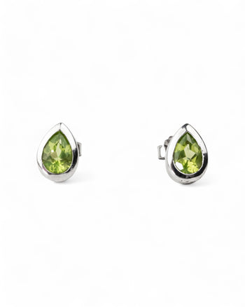 Pear Shaped Silver Stud Earrings Earrings Pruden and Smith Peridot  