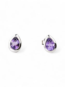 Pear Shaped Silver Stud Earrings Earrings Pruden and Smith Amethyst  