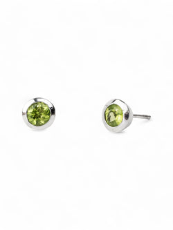 Round Silver Stud Earrings Earrings Pruden and Smith Peridot (lime green)  