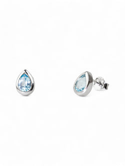 Pear Shaped Silver Stud Earrings Earrings Pruden and Smith Blue Topaz  