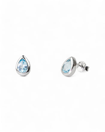 Pear Shaped Silver Stud Earrings Earrings Pruden and Smith Blue Topaz  