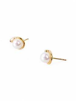 Spiky Yellow Gold Pearl Diamond Stud Earrings Earrings Pruden and Smith   