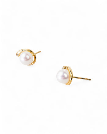 Spiky Yellow Gold Pearl Diamond Stud Earrings Earrings Pruden and Smith   