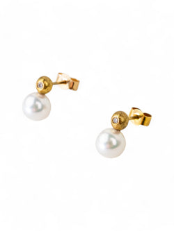 Diamond and Akoya Pearl Stud Earrings Earrings Pruden and Smith   