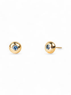 Pebble 9ct Gold Aquamarine Stud Earrings Earrings Pruden and Smith 9ct Yellow Gold  