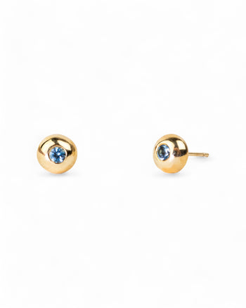 Pebble 9ct Gold Aquamarine Stud Earrings Earrings Pruden and Smith 9ct Yellow Gold  