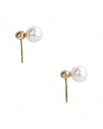 Large Akoya Pearl and Diamond Stud Earrings Earrings Pruden and Smith   