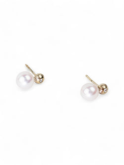 Large Akoya Pearl and Diamond Stud Earrings Earrings Pruden and Smith   