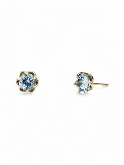 Revolved White Gold Aquamarine Stud Earrings Earrings Pruden and Smith   