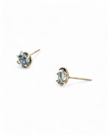 Revolved White Gold Aquamarine Stud Earrings Earrings Pruden and Smith   