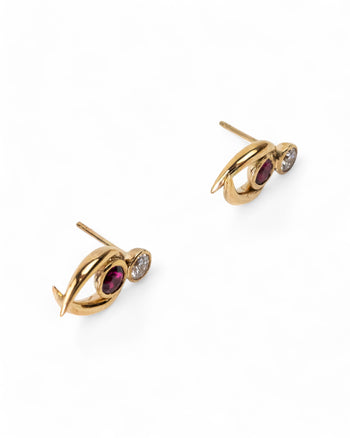 Spiky Ruby and Diamond Stud Earrings Earrings Pruden and Smith   